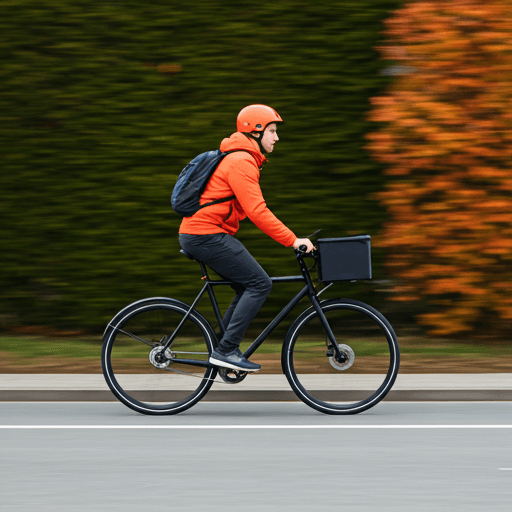 Shiva Courier professional bike courier in motion